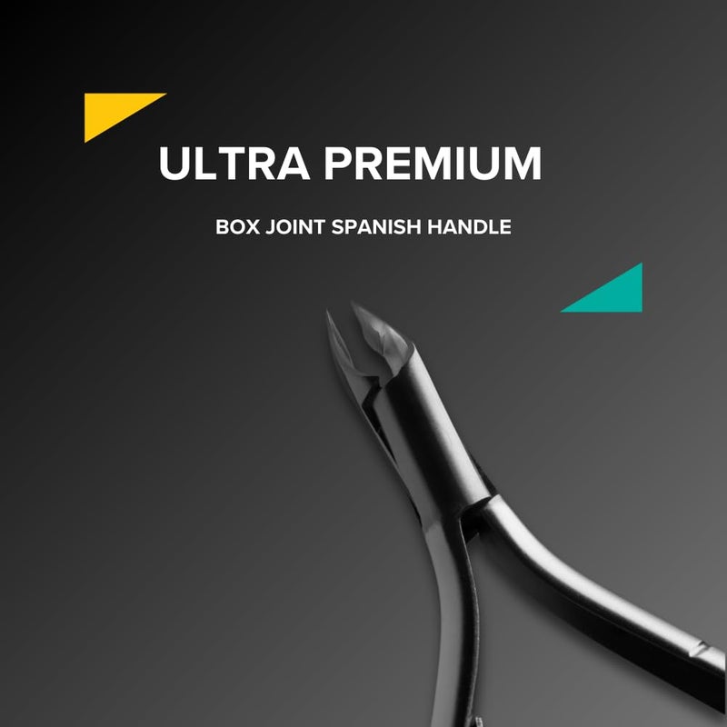Rui Smiths Ultra-Premium Stainless Steel Cuticle Nippers - Professional Stainless Steel Cuticle Cutters - Spanish Handle, Rounded Box Joint, Matte Chrome Plated - 5mm Jaw, Single Spring - Image 3